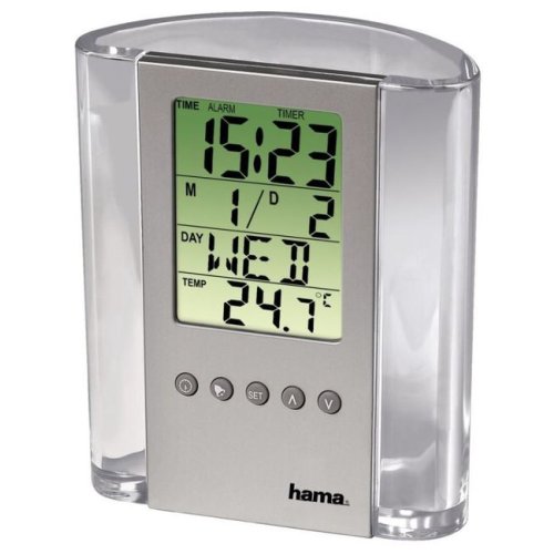 Термометр HAMA LCD Thermometer & Pen Holder серебристый