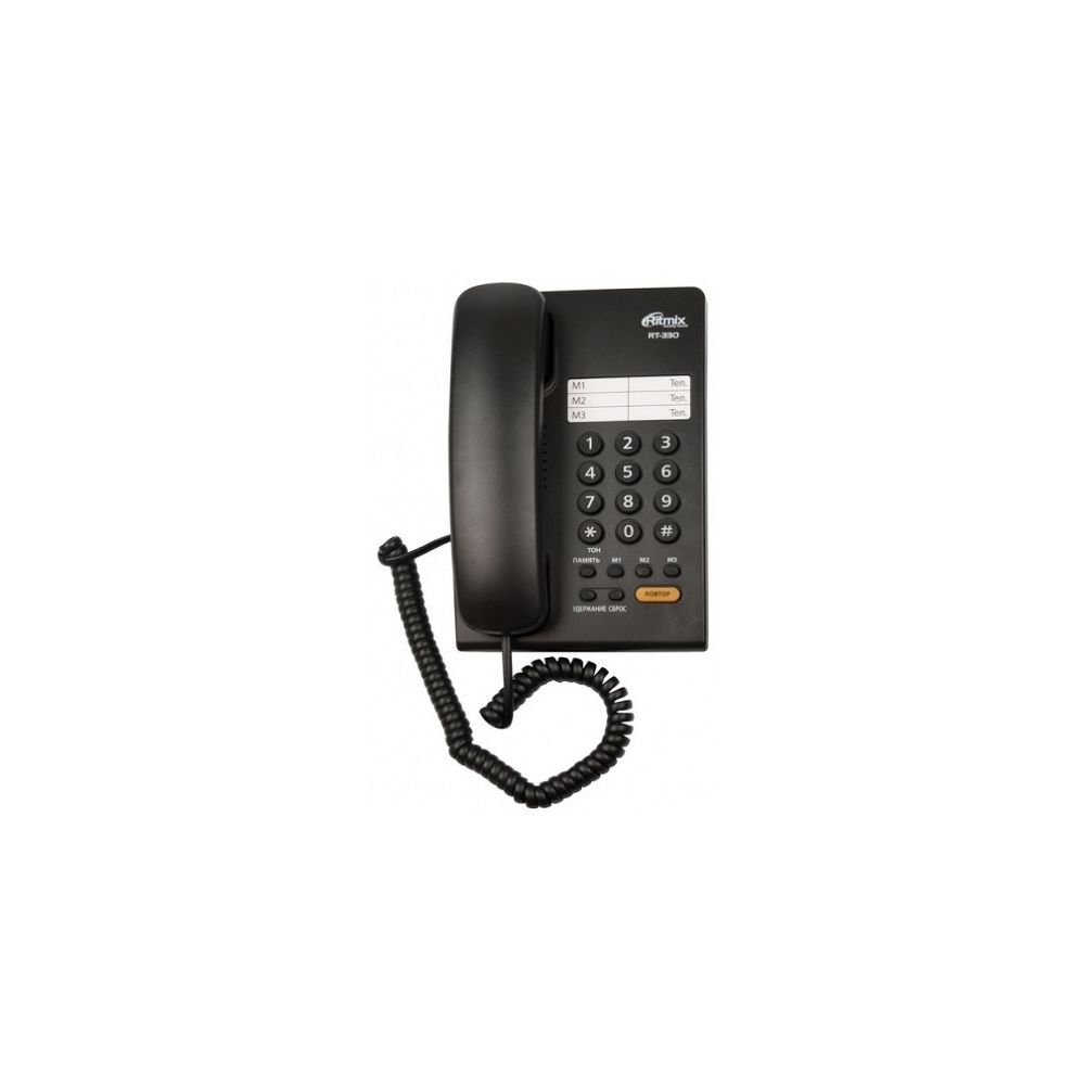 

Телефон проводной Ritmix, Чёрный, RT-330 чёрный