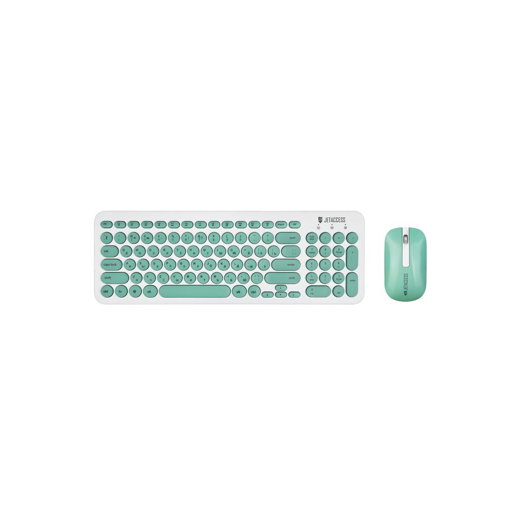 Комплект клавиатура и мышь Jet.A SlimLine KM30 зеленый/белый, цвет зеленый/белый SlimLine KM30 зеленый/белый - фото 1