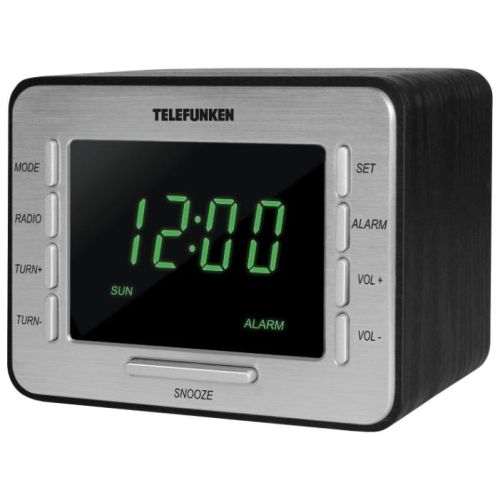 Радиоприемник с часами Telefunken TF-1508 чёрный/серебристый, цвет чёрный/серебристый