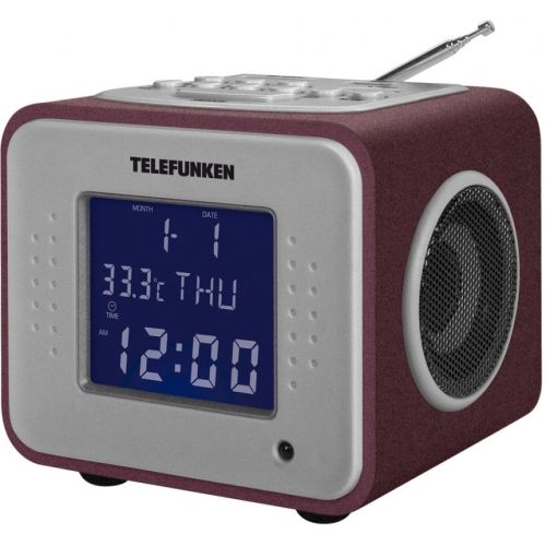Радиоприемник с часами Telefunken TF-1575 бордовый