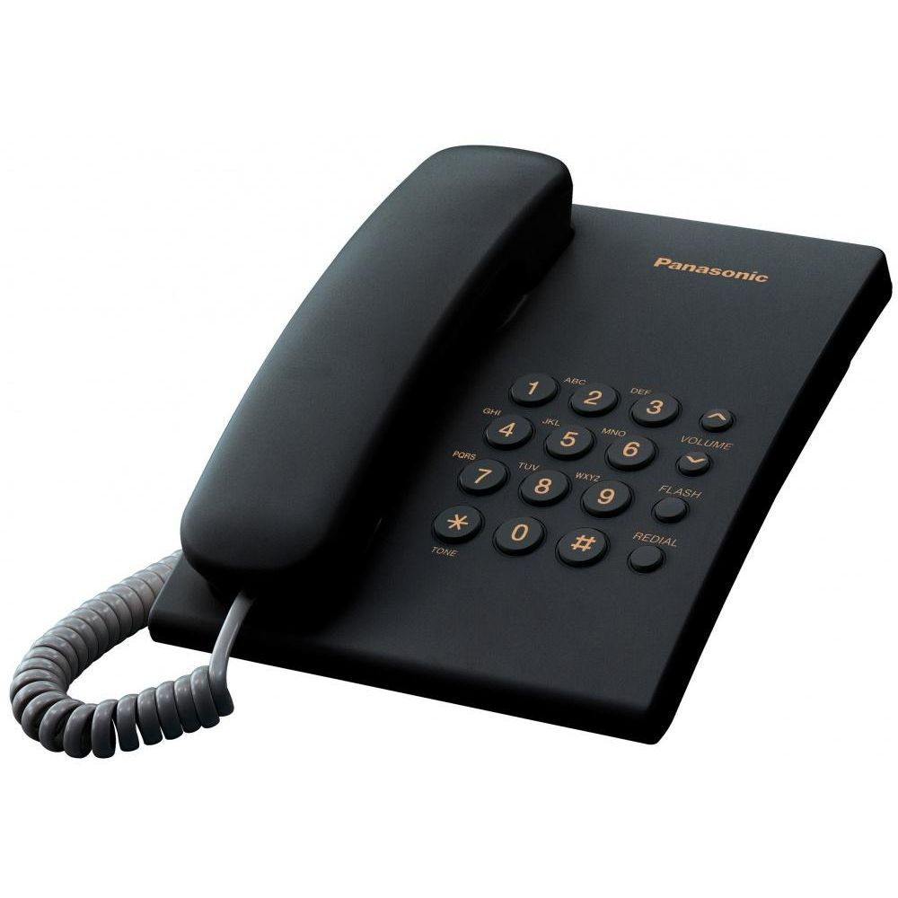 Телефон проводной Panasonic KX-TS2350 RUB чёрный - фото 1