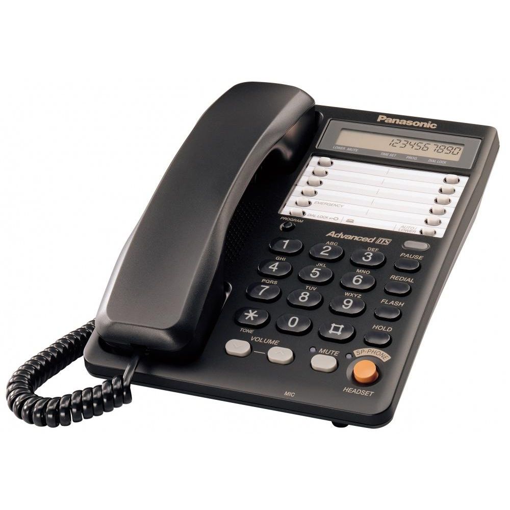 Телефон проводной Panasonic KX-TS2365RUB чёрный - фото 1
