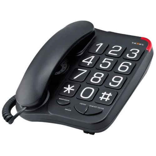 Телефон проводной Texet ТХ-201 black черный