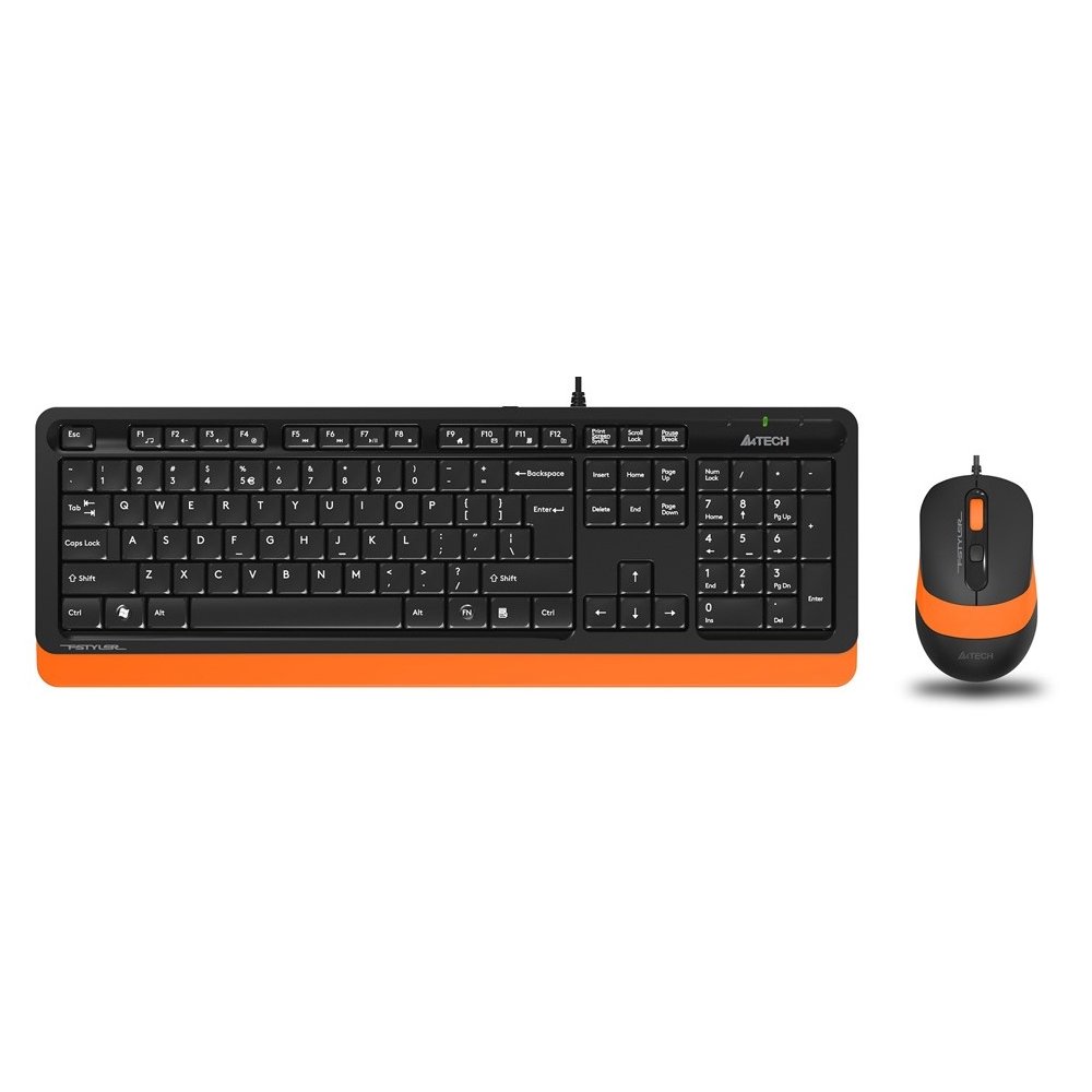 Комплект клавиатура и мышь A4tech Fstyler F1010 черный/оранжевый, цвет черный/оранжевый Fstyler F1010 черный/оранжевый - фото 1