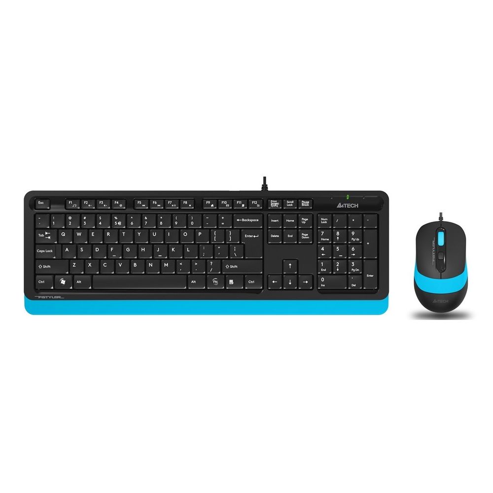 Комплект клавиатура и мышь A4tech Fstyler F1010 чёрный/синий, цвет чёрный/синий Fstyler F1010 чёрный/синий - фото 1