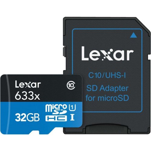 Карта памяти Lexar microSD 16GB  Сlass 10 + Адаптер (LSDMI32GBBEU633A)