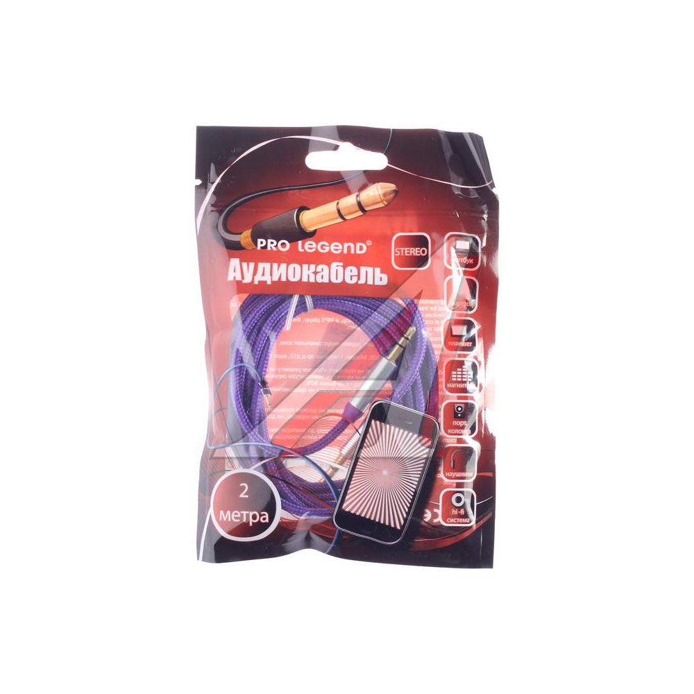 

Аудиокабель Pro Legend, 3.5 Jack (M)-3.5 Jack (M) 2м. (PL1015)
