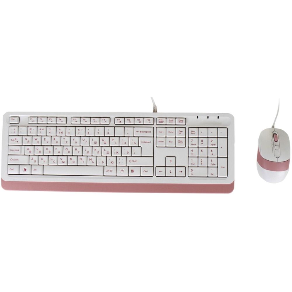Комплект клавиатура и мышь A4tech F1010 белый/розовый, цвет белый/розовый F1010 белый/розовый - фото 1
