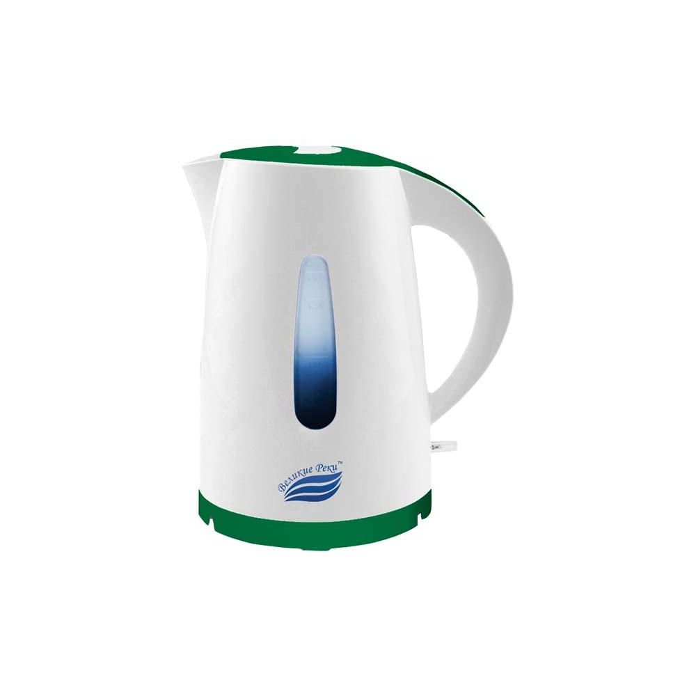 Электрический чайник Великие реки Томь-1 белый/зеленый, цвет белый/зеленый Томь-1 белый/зеленый - фото 1