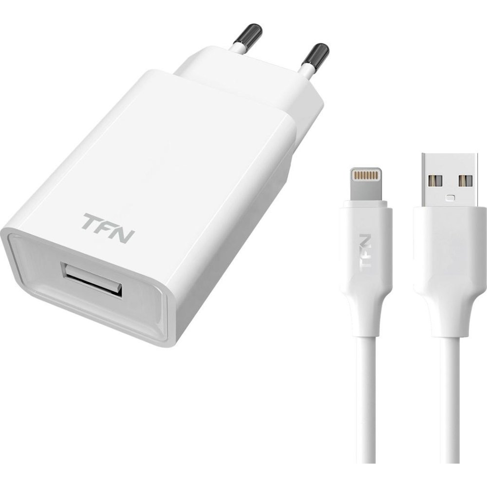 

Сетевое зарядное устройство TFN, Белый, 1А+8pin белый