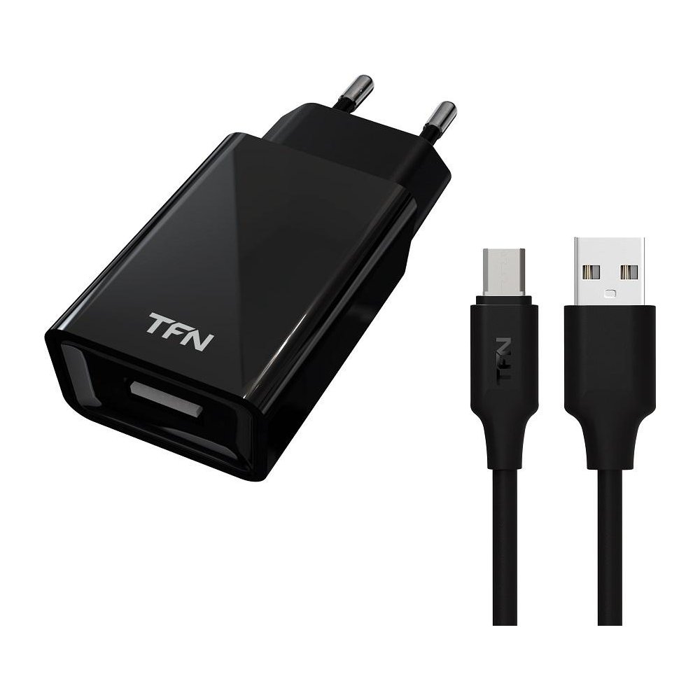 

Сетевое зарядное устройство TFN, Чёрный, 1А+microUSB чёрный