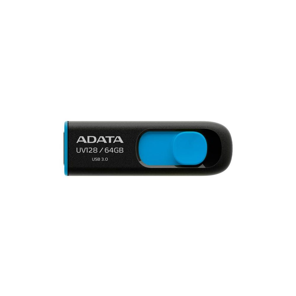 

Флешка Adata, Чёрный/синий, DashDrive UV128 64GB (AUV128-64G-RBE) чёрный/синий