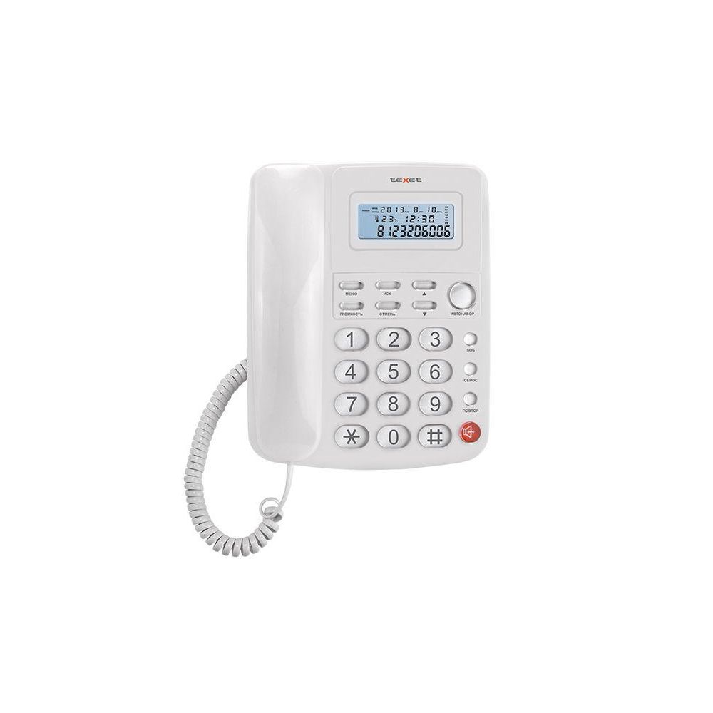 

Телефон проводной Texet, Белый, TX-250 белый