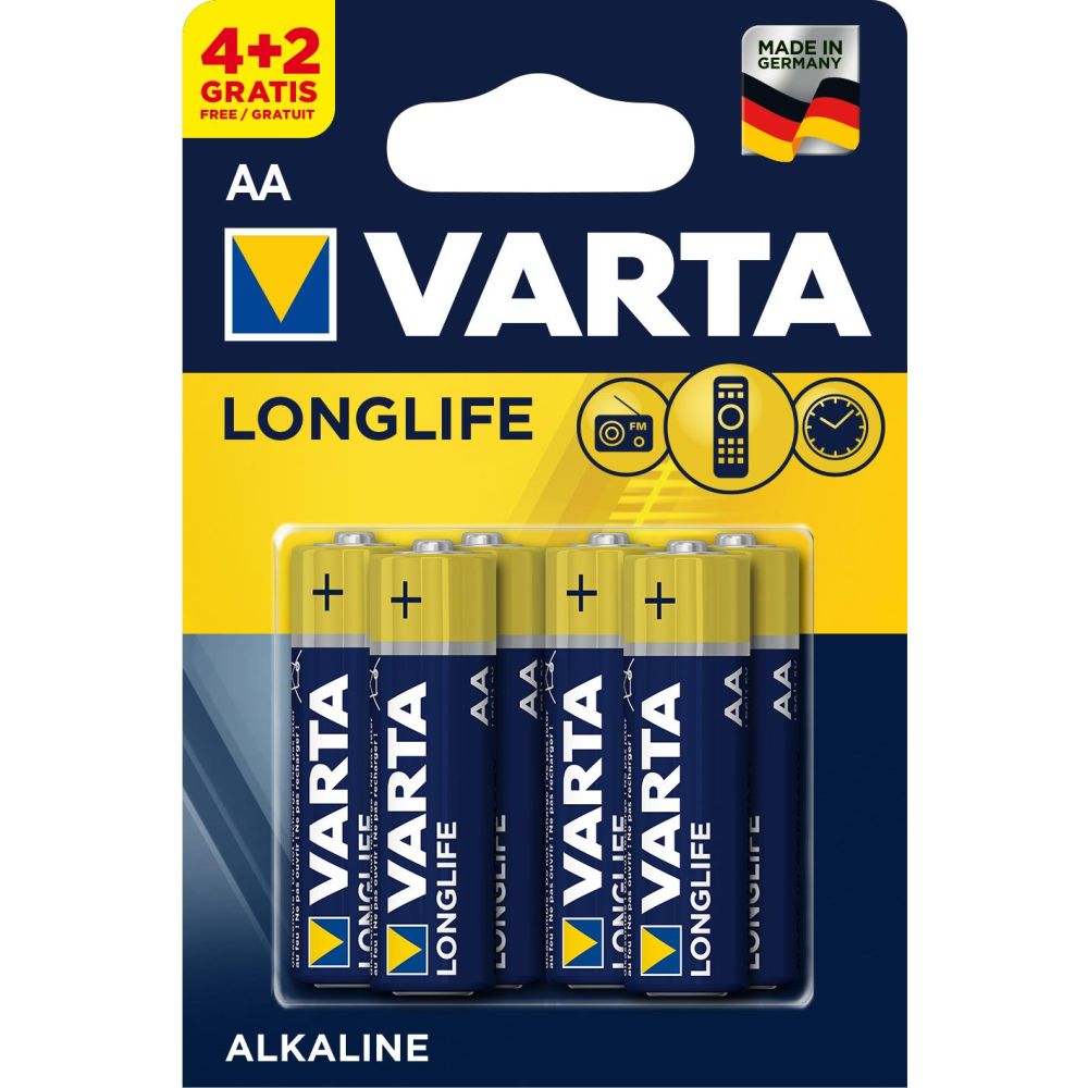 Батарейка Varta LONGLIFE AA Блистер 4+2 LONGLIFE AA Блистер 4+2 - фото 1