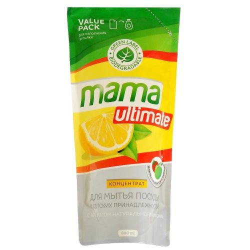 Концентрат для мытья посуды Mama Ultimate Лимон (Запаска) /600мл Лимон (Запаска) /600мл - фото 1