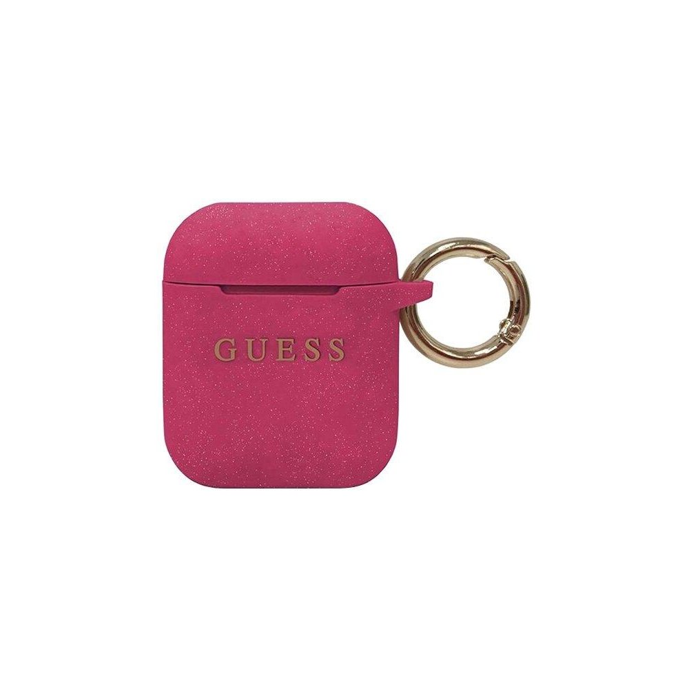 Чехол для наушников Guess с кольцом для AirPods (GUACCSILGLFU) розовый