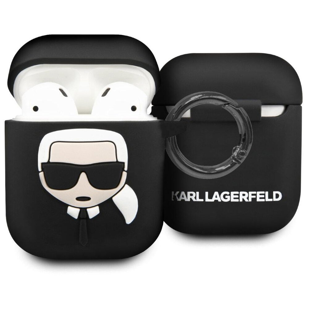 Чехол для наушников Lagerfeld с кольцом для AirPods (KLACCSILKHBK) чёрный