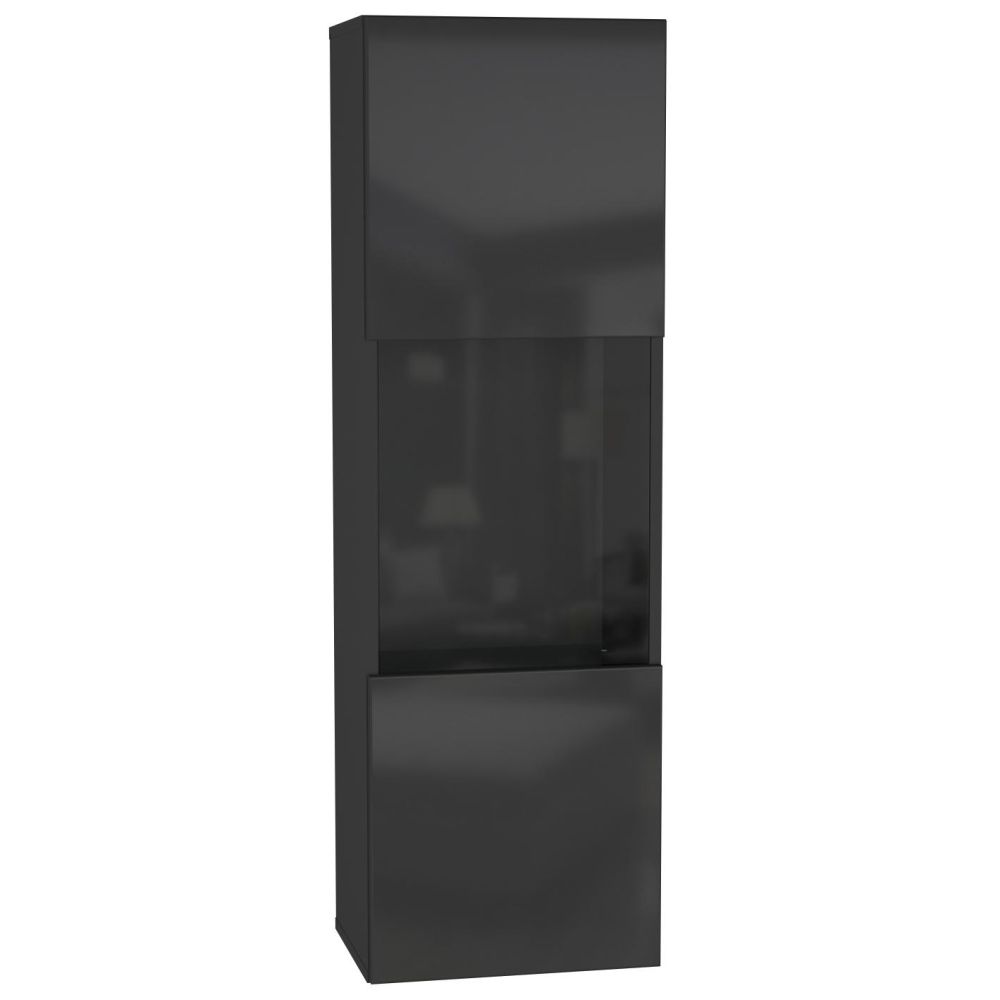 Шкаф навесной НК-Мебель Point ТИП-22 черный/ черный глянец, цвет черный/ черный глянец
