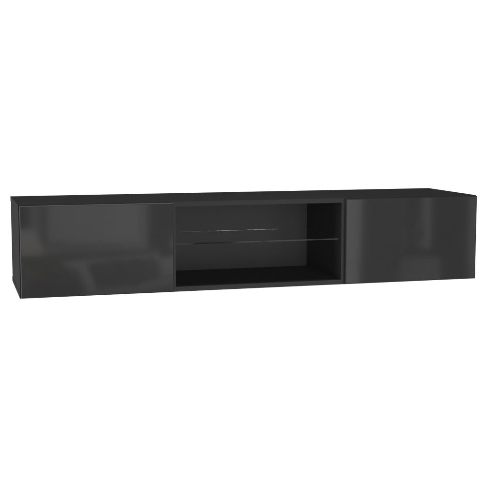 Шкаф навесной НК-Мебель Point ТИП-33 черный/ черный глянец, цвет черный/ черный глянец