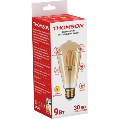 Лампа светодиодная Hiper THOMSON LED FILAMENT ST64 9W 855Lm E27 2400K GOLD TH-B2130