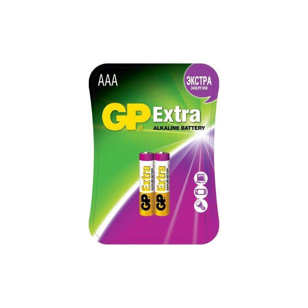 Батарейка GP Extra Alkaline 24AX LR03 AAA (2шт) Extra Alkaline 24AX LR03 AAA (2шт) - фото 1