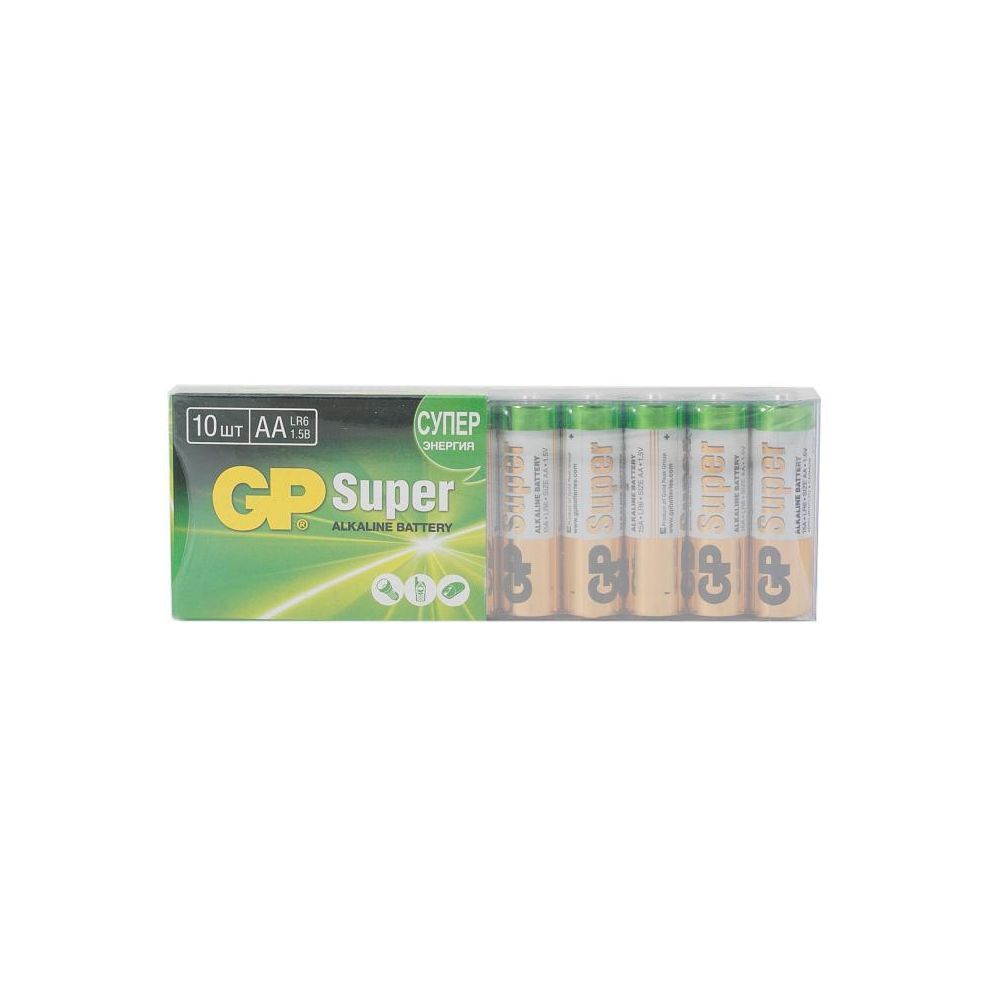 Батарейка GP Super Alkaline 15A LR6 AA (10шт) Super Alkaline 15A LR6 AA (10шт) - фото 1
