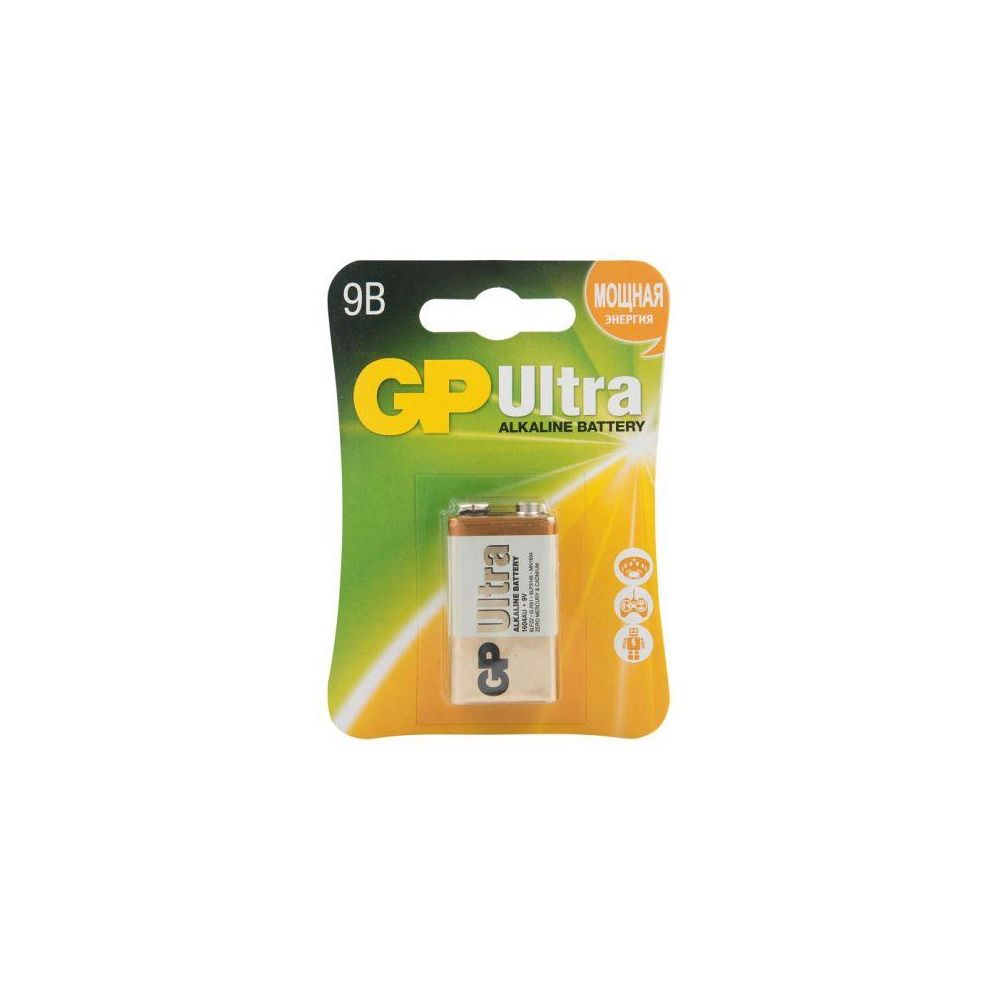 Батарейка GP Ultra Alkaline 1604AU 6LR61 9V (1шт) Ultra Alkaline 1604AU 6LR61 9V (1шт) - фото 1