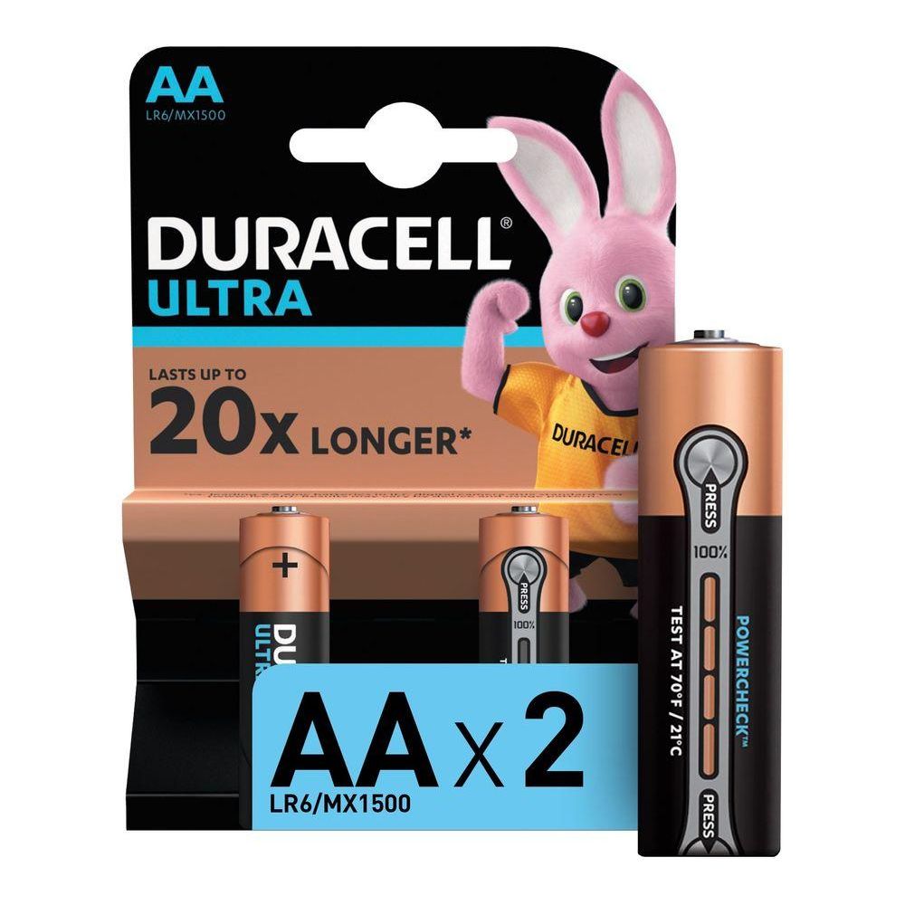 Батарейка Duracell Ultra LR6-2BL MX1500 AA (2шт) Ultra LR6-2BL MX1500 AA (2шт) - фото 1