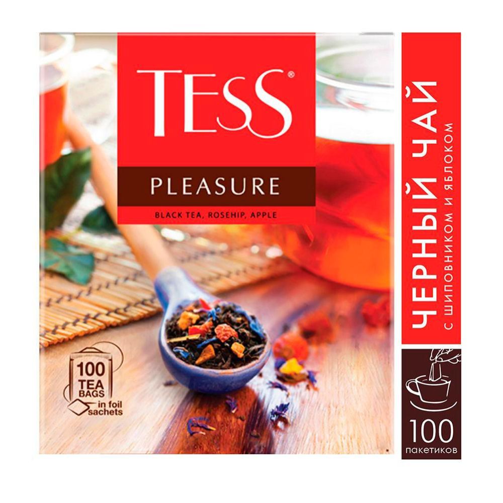 Чай Tess Pleasure черный шиповник/яблоко 100пак. карт/уп. ( Pleasure черный шиповник/яблоко 100пак. карт/уп. ( - фото 1