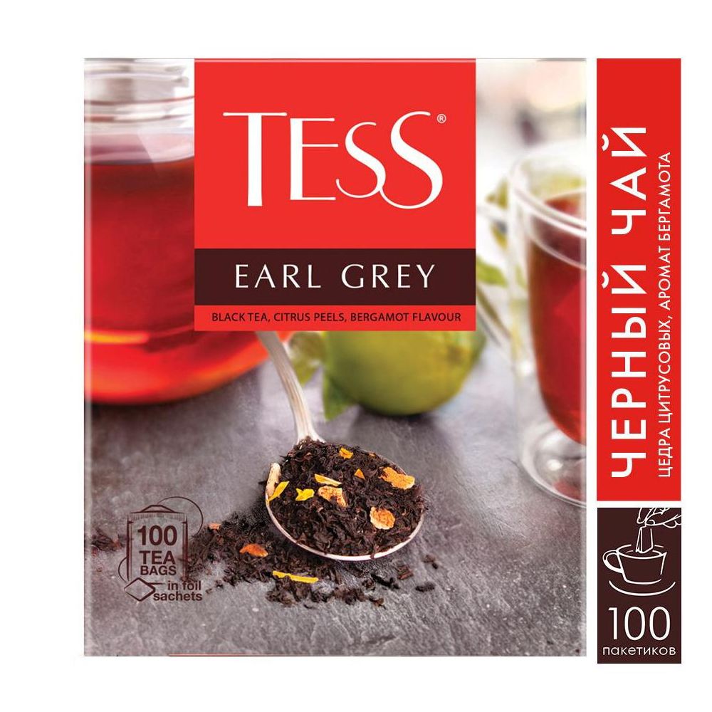 Чай Tess Earl Grey черный бергамот 100пак. 160гр карт/уп. (