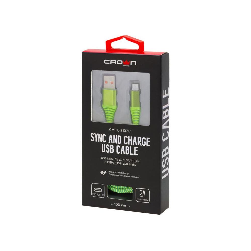 USB кабель Crown CMCU-3102C green - фото 1
