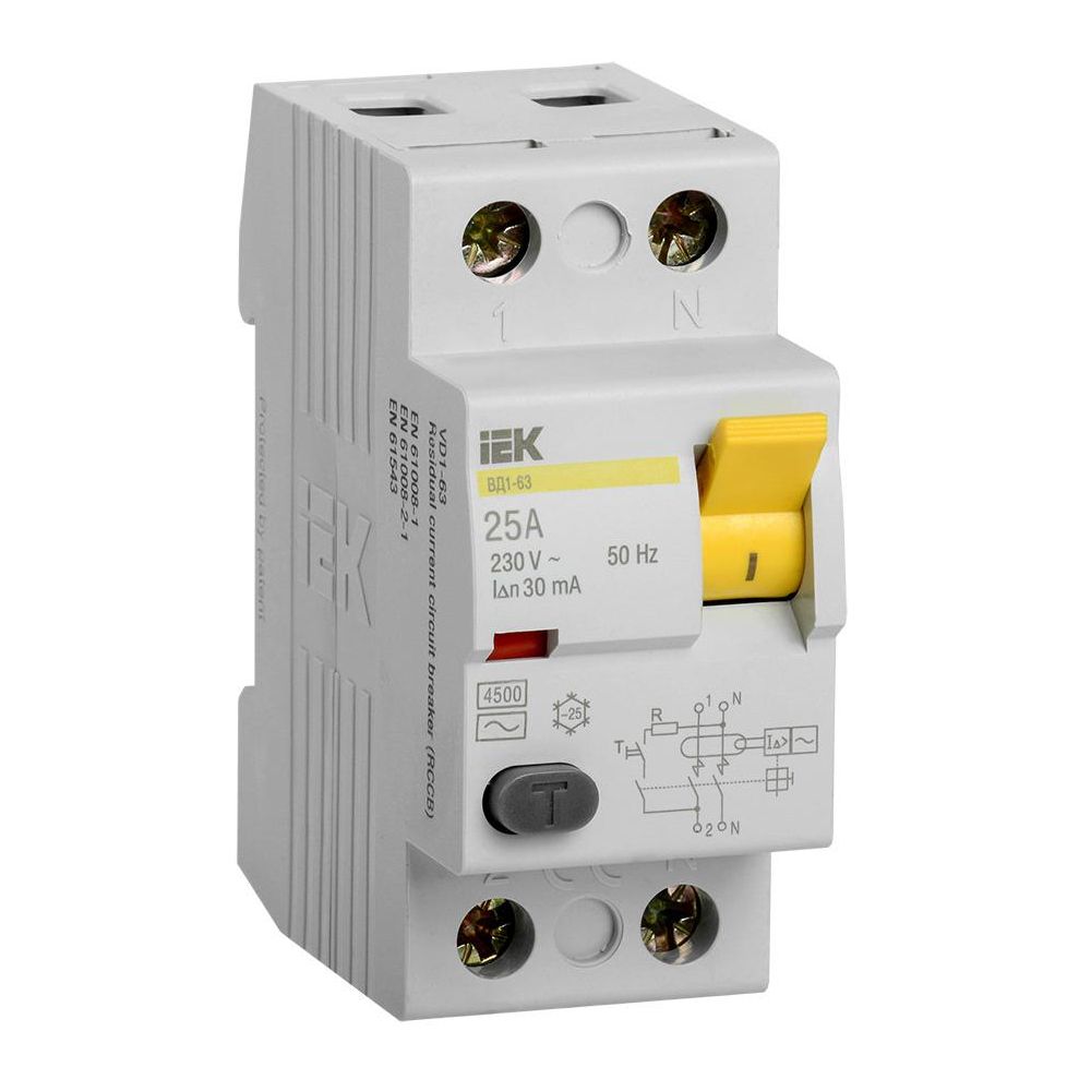 Автоматический выключатель IEK ВД1-63 MDV10-2-025-030 25A 30мА AC 2П 230В 2мод