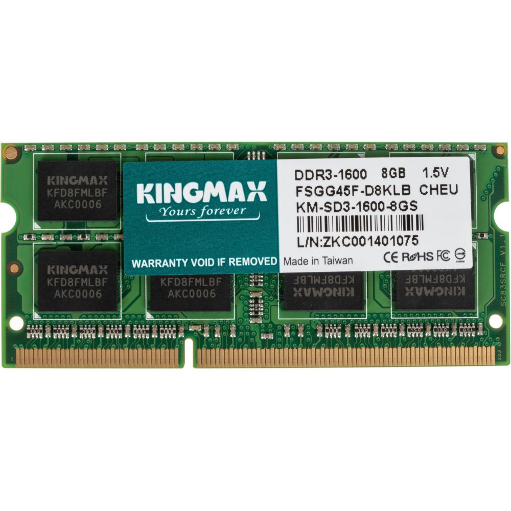 Оперативная память Kingmax DDR3 SO-DIMM PC3-12800 1600MHz 8Gb (KM-SD3-1600-8GS)