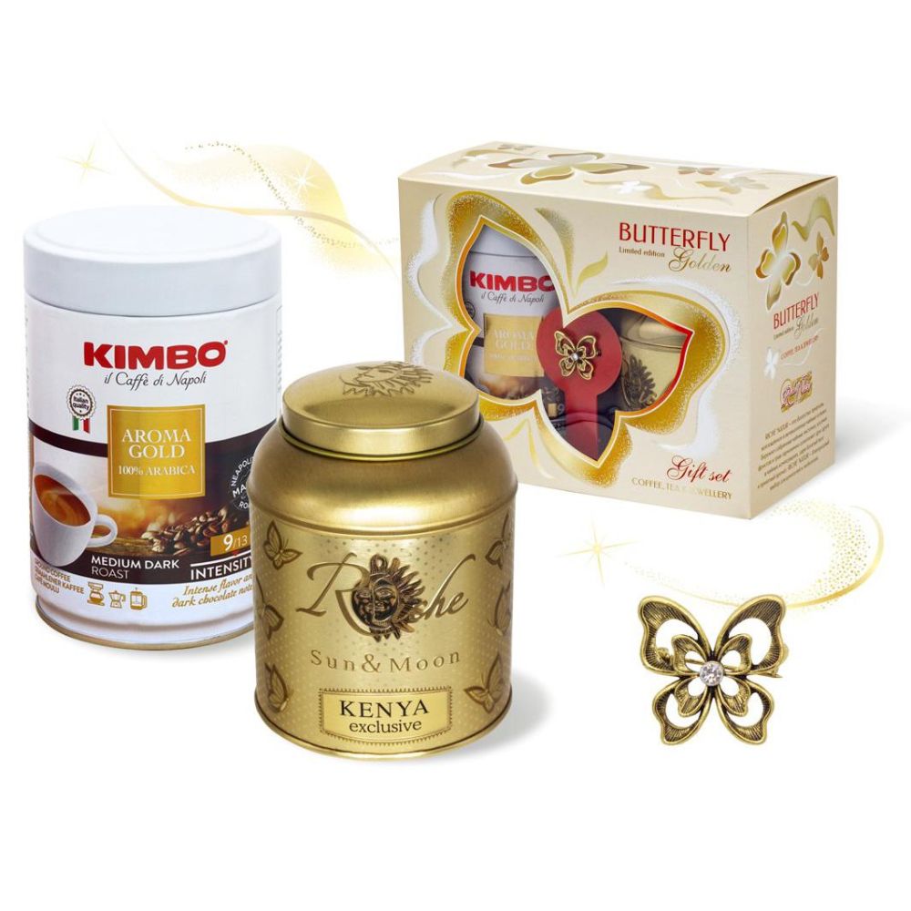 Кофе молотый Kimbo Gold чай Kenya брошь 250г