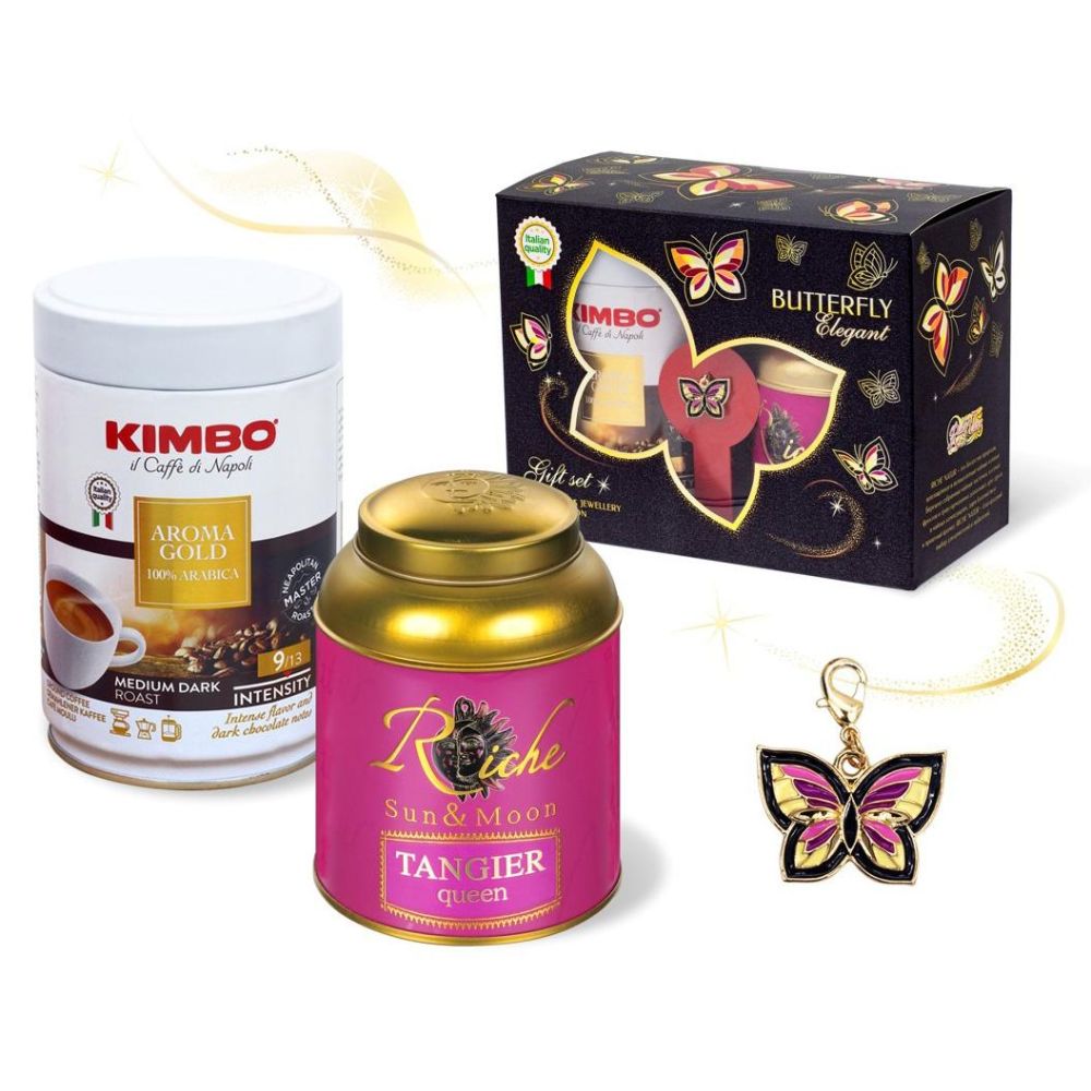Кофе молотый Kimbo Gold чай Tanger кулон 350г