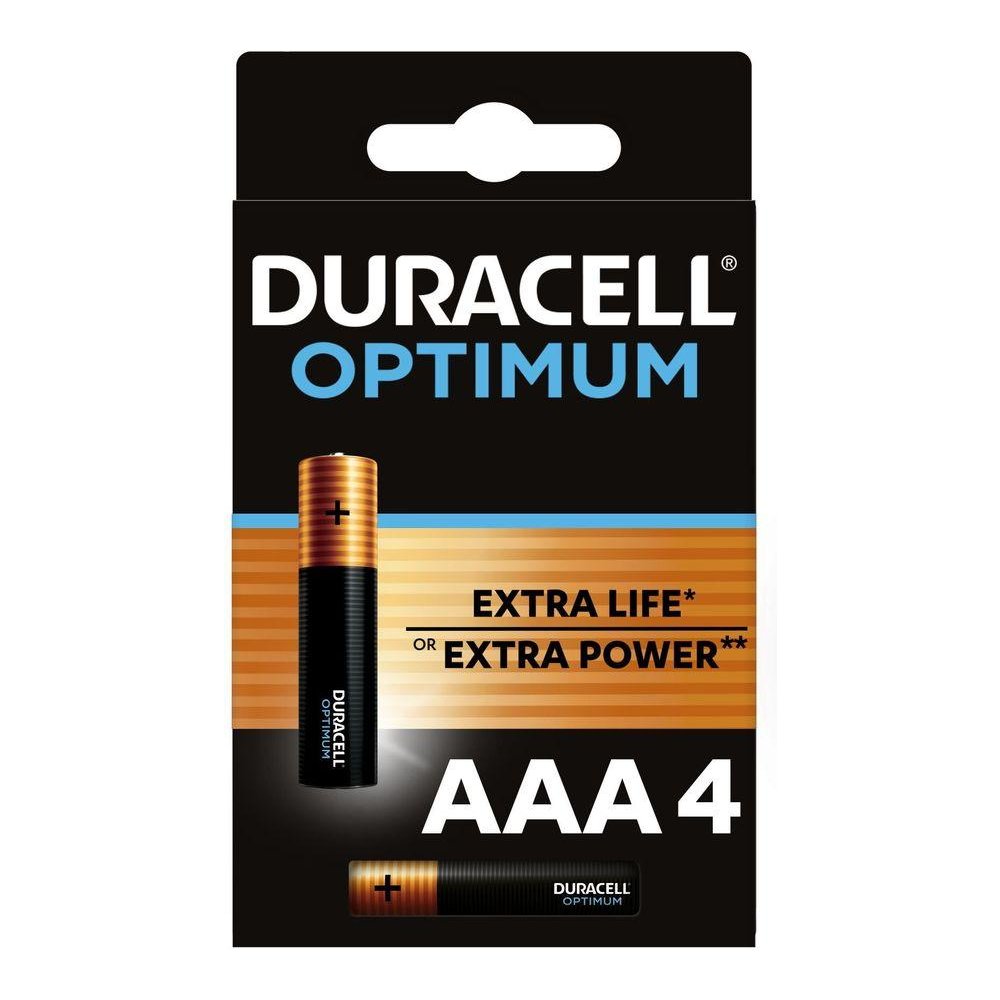 Батарейка Duracell Alkaline LR03 Optimum, 4 шт Alkaline LR03 Optimum, 4 шт. - фото 1