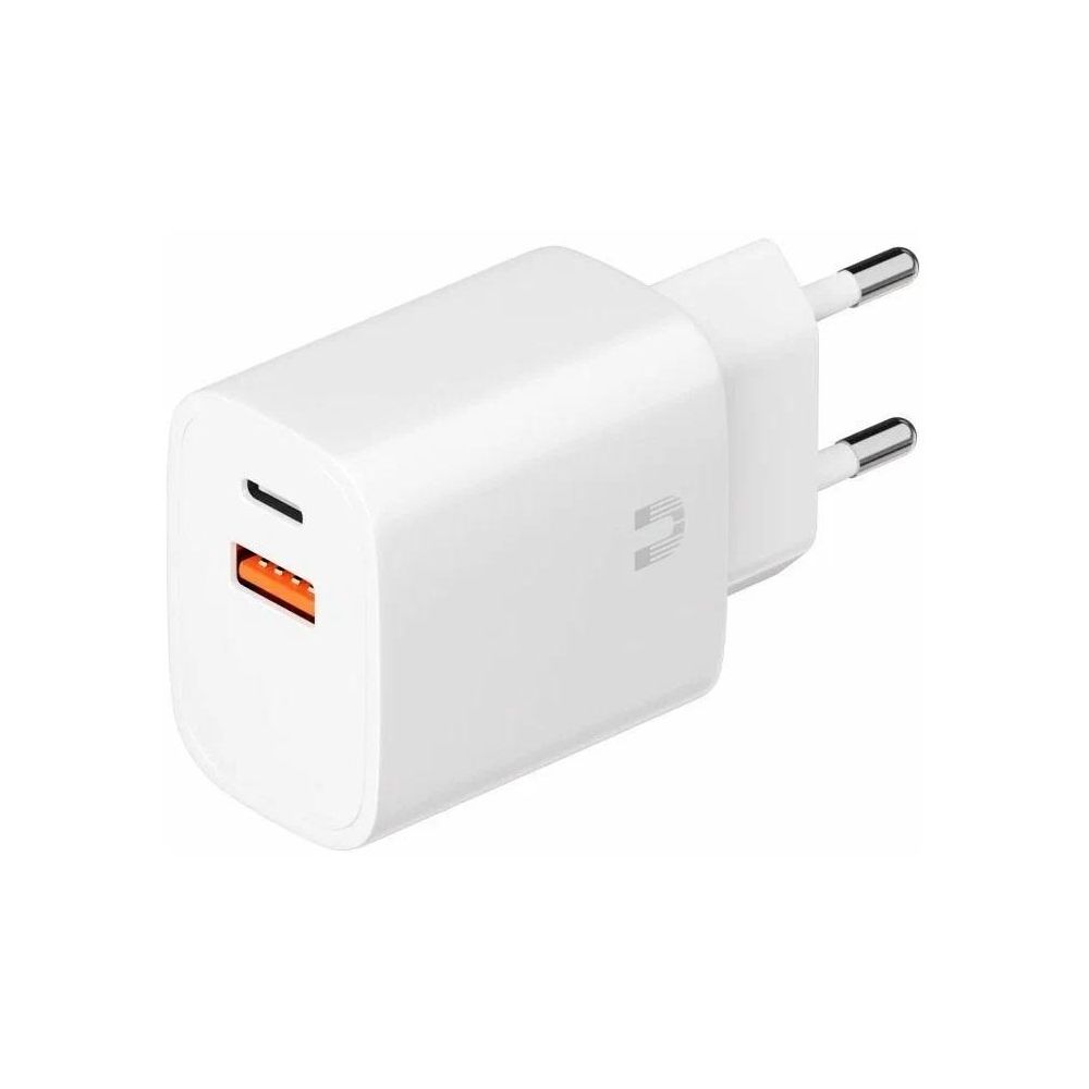 Сетевое зарядное устройство Uzay USB-C+USB-A, кабель A-Lightning, 1.2м белый