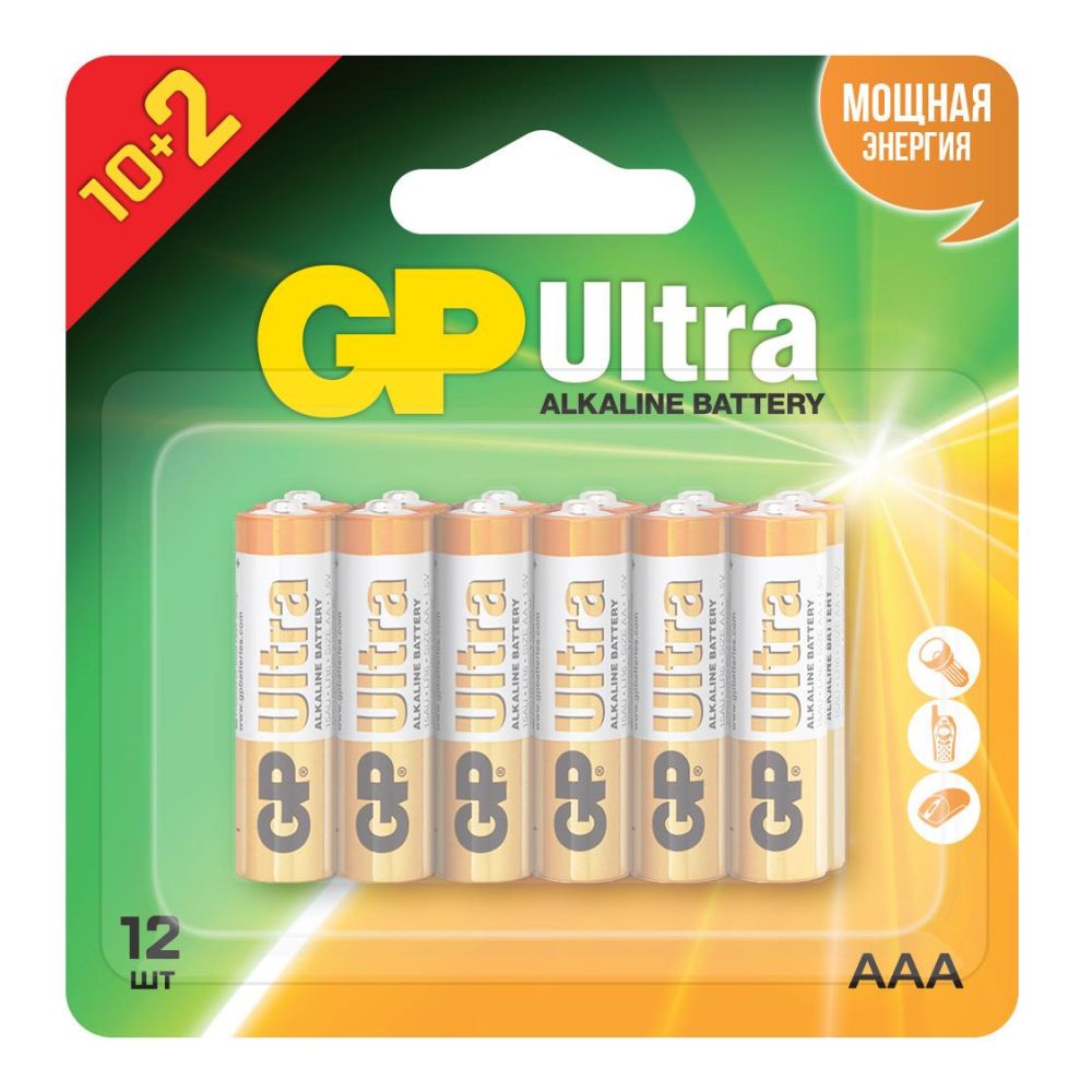 Батарейка GP Ultra 24AU-2CR12 AAA (12шт) Ultra 24AU-2CR12 AAA (12шт) - фото 1