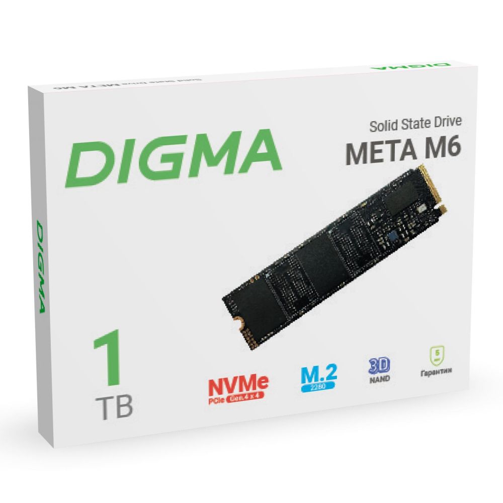 SSD M.2 накопитель Digma Meta M6 PCI-E 4.0 x4 1Tb (DGSM4001TM63T)