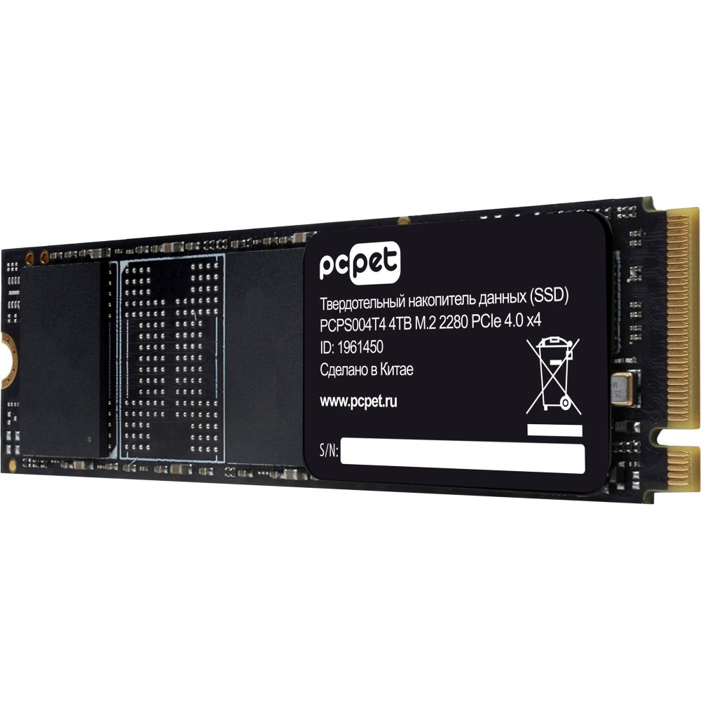 SSD M.2 накопитель PC Pet PCI-E 4.0 x4 4TB (PCPS004T4) PCI-E 4.0 x4 4TB (PCPS004T4) - фото 1