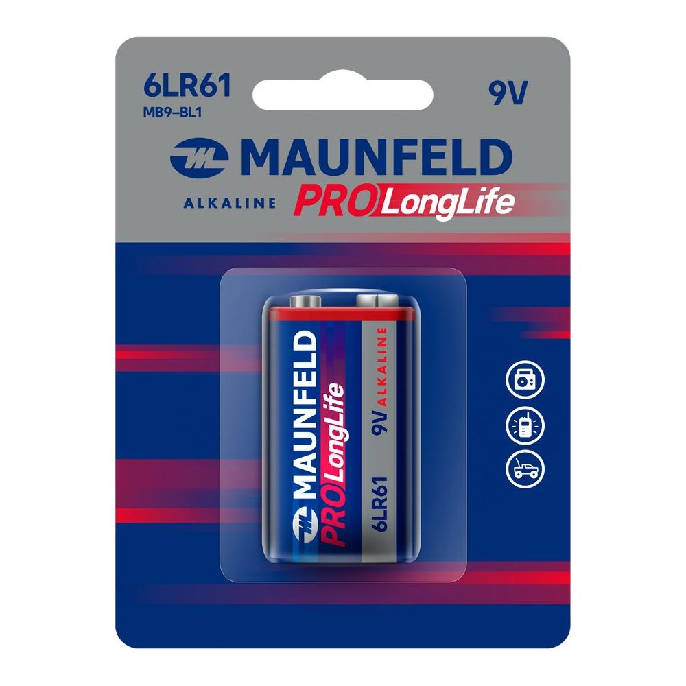 Батарейка MAUNFELD PRO Long Life Alkaline 9V(6LR61) MB9-BL1