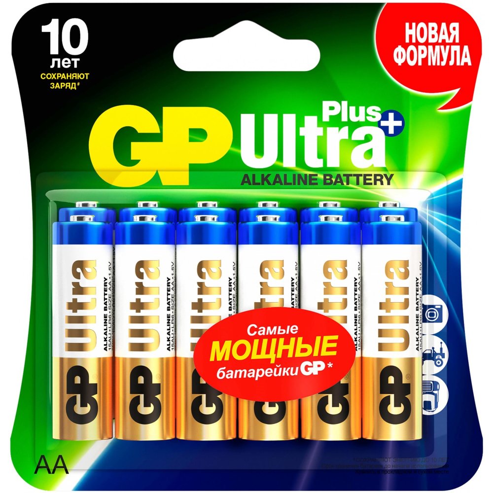 Батарейка GP Ultra Plus Alkaline GP 15AUP-2CR12 AA (12шт) Ultra Plus Alkaline GP 15AUP-2CR12 AA (12шт) - фото 1