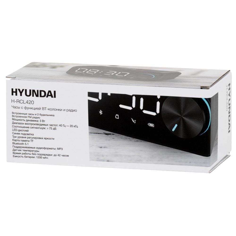 Радиоприемник с часами Hyundai H-RCL420 чёрный - фото 1